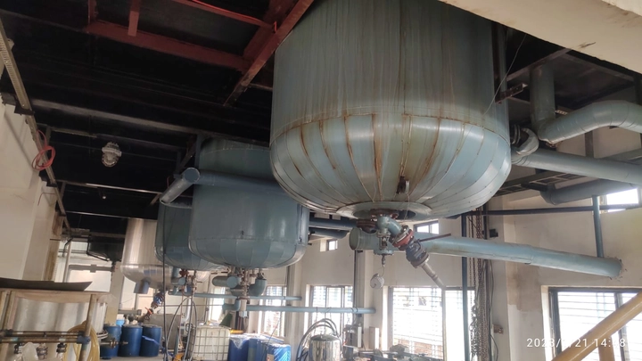 Chemical storage tanks at manufacturing facility